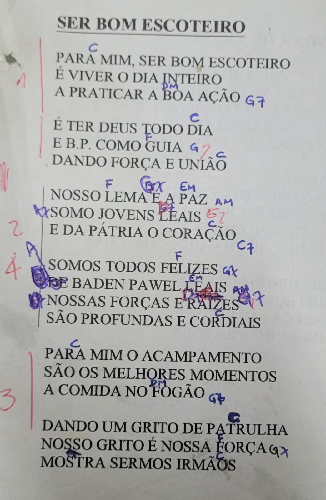 Cifra de violão da Ser Bom Escoteiro